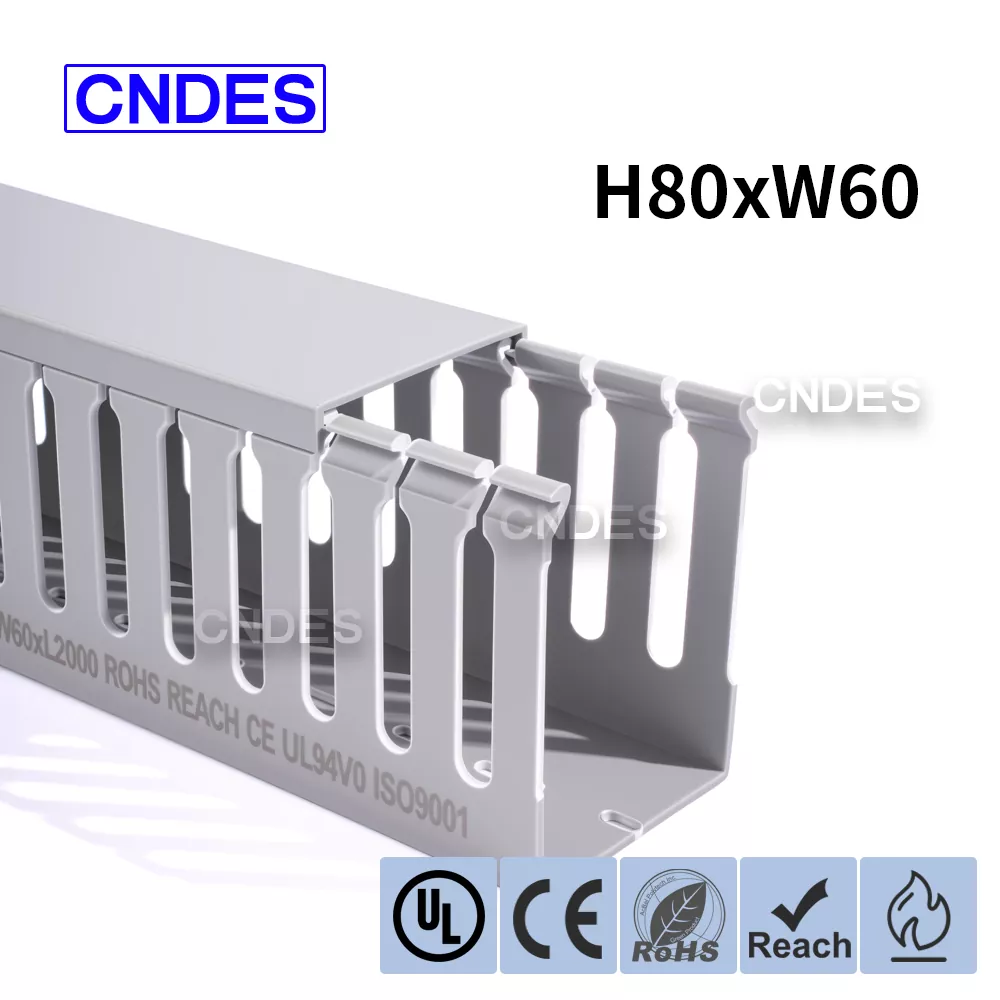 Szczelinowy kanał kablowy z PVC o wymiarach 80 × 60