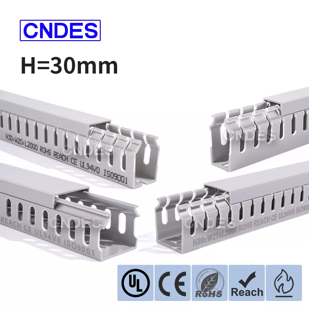 Szczelinowy kanał do prowadzenia kabli z PVC o wysokości 30 mm